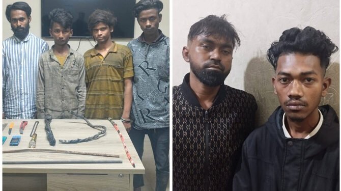 বন্দরবাজারে ড্রেনের ভেতর থেকে ৭ ‘ছিনতাইকারী’ গ্রেপ্তার, চাকু উদ্ধার