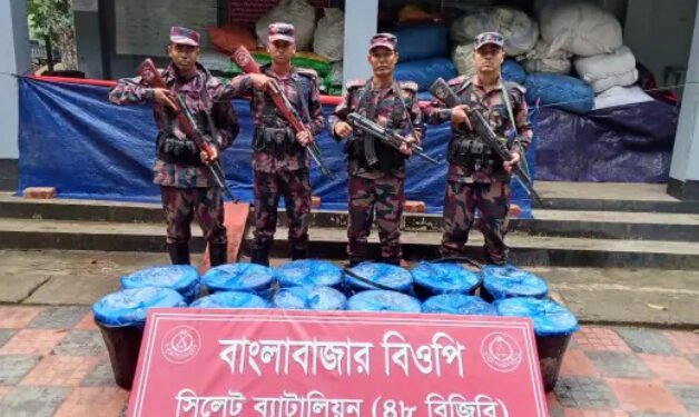 সিলেট সীমান্তে ৮৪ লাখ টাকার পণ্য ধরলো বিজিবি
